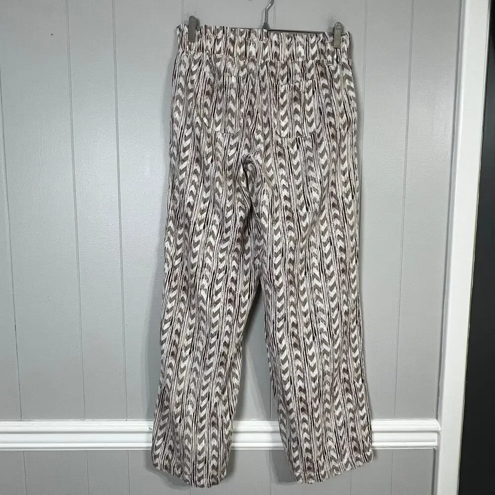 REWASH Linen Blend Wide Leg Pants Women’s Medium Pull On Elastic Waist  Pockets